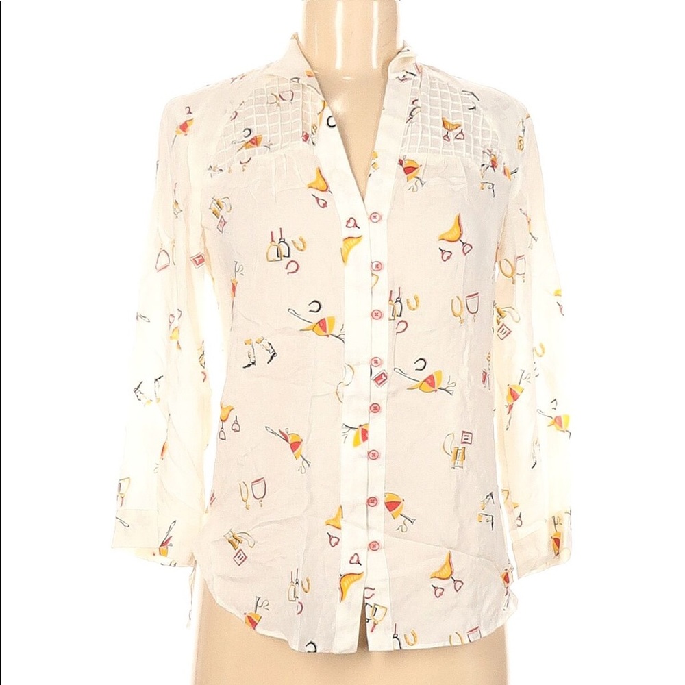 Anthropologie 15 of 52 Conversations Equestrian Button Blouse Shirt